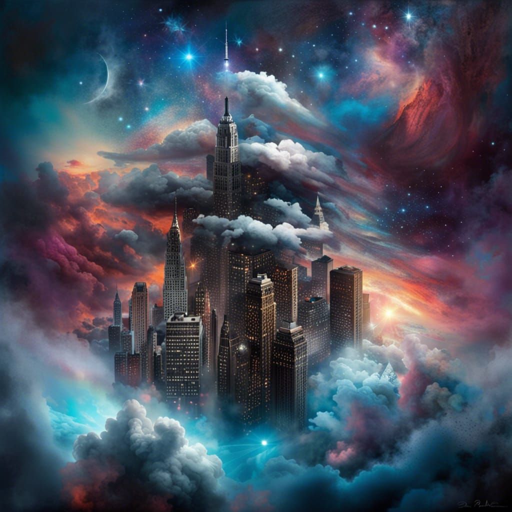 New York City in Nebula, Surrealist Style
