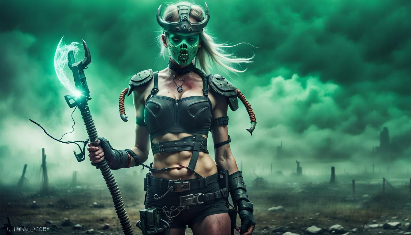 Undead Cyborg Viking holding Laser Axe