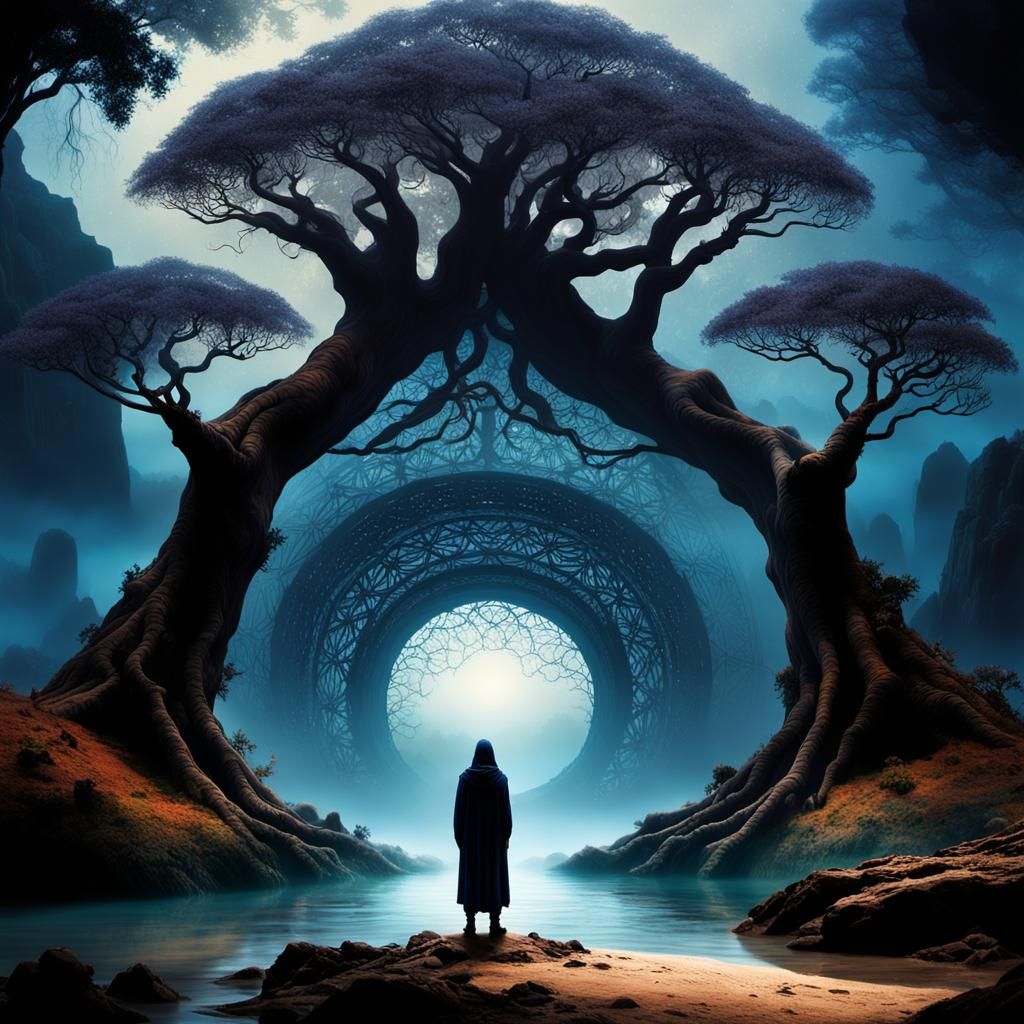 Fantastical Creature at Water's Edge in Surreal Colors