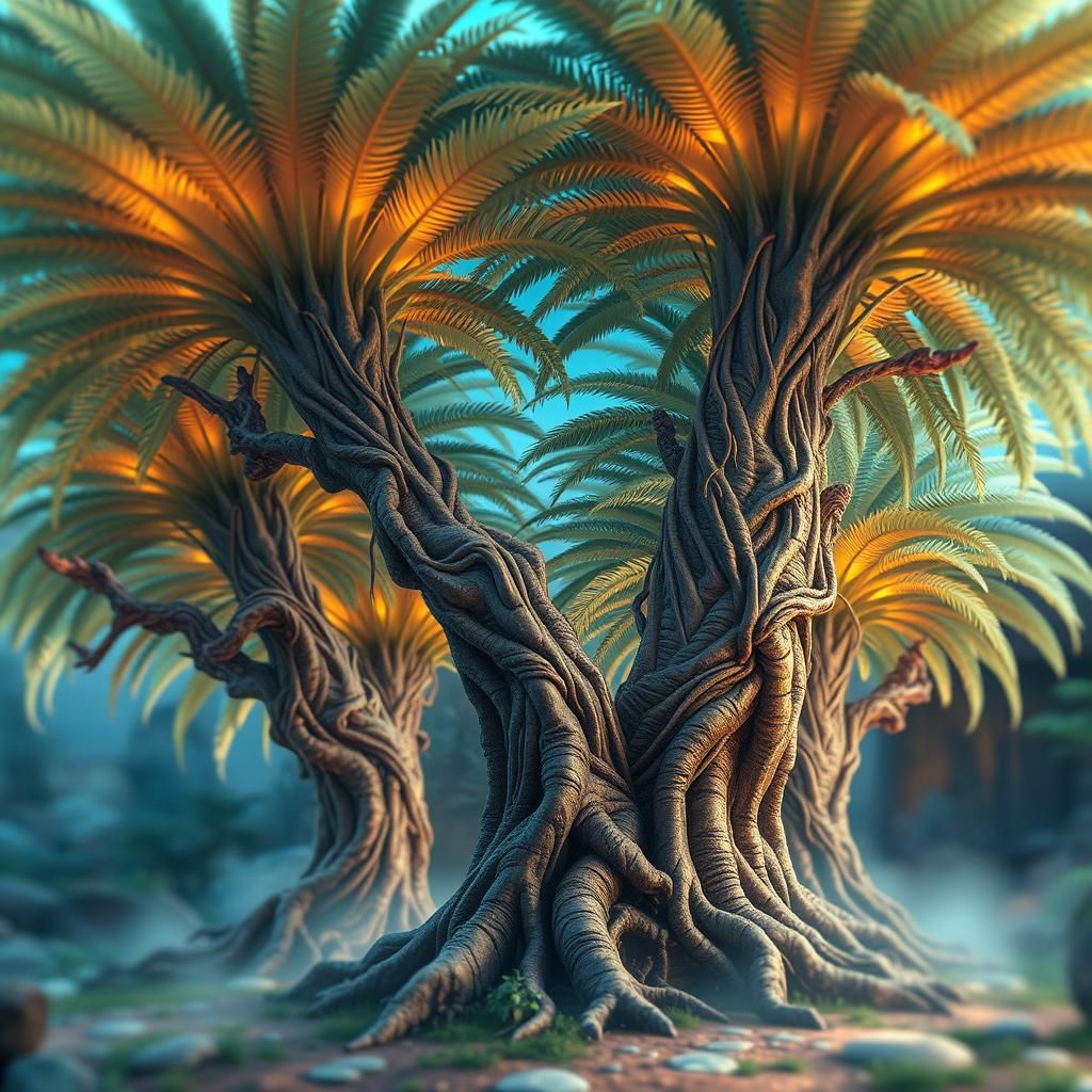 Mystical Palm Trees in Tolkien-esque Fantasy World