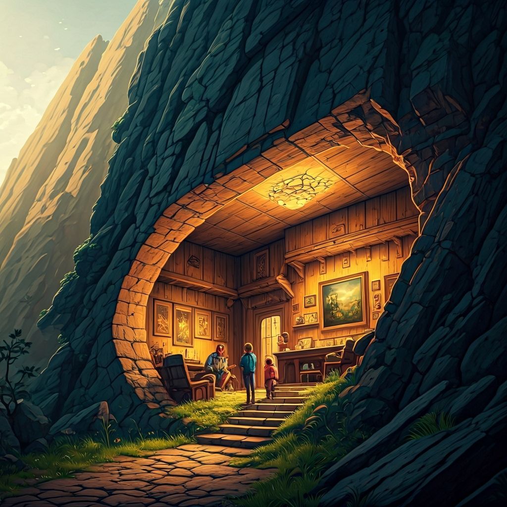 Cozy Mountain Home in 3D Animated Film Style