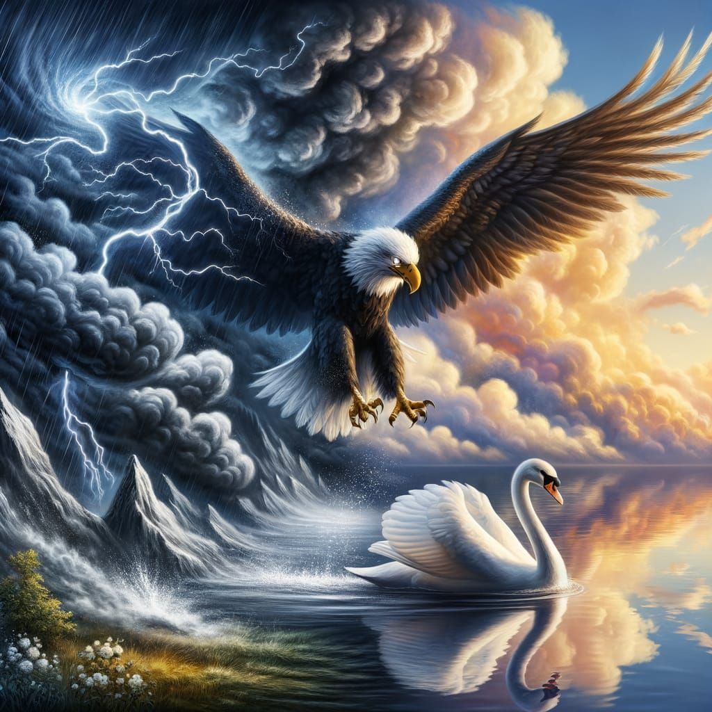 Eagle and Swan: Storm Meets Calm in Contrasting Landscapes