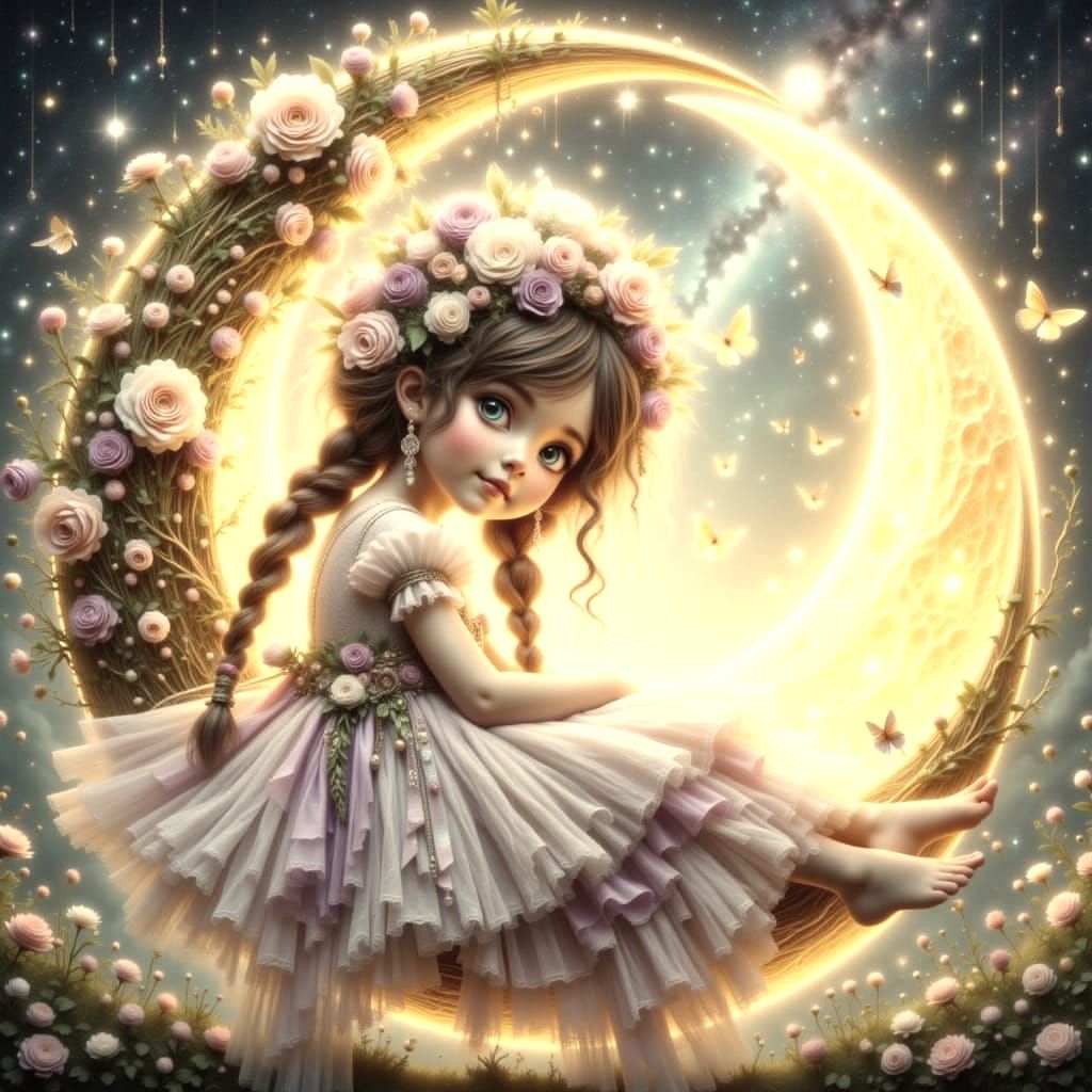 Cute Baby Lounging in Golden Half Moon