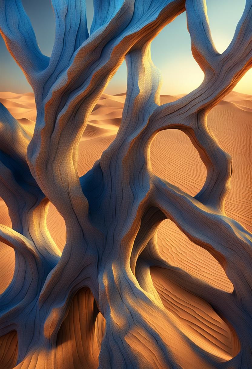 Ancient Wood Structure in a Vibrant Desert Landscape