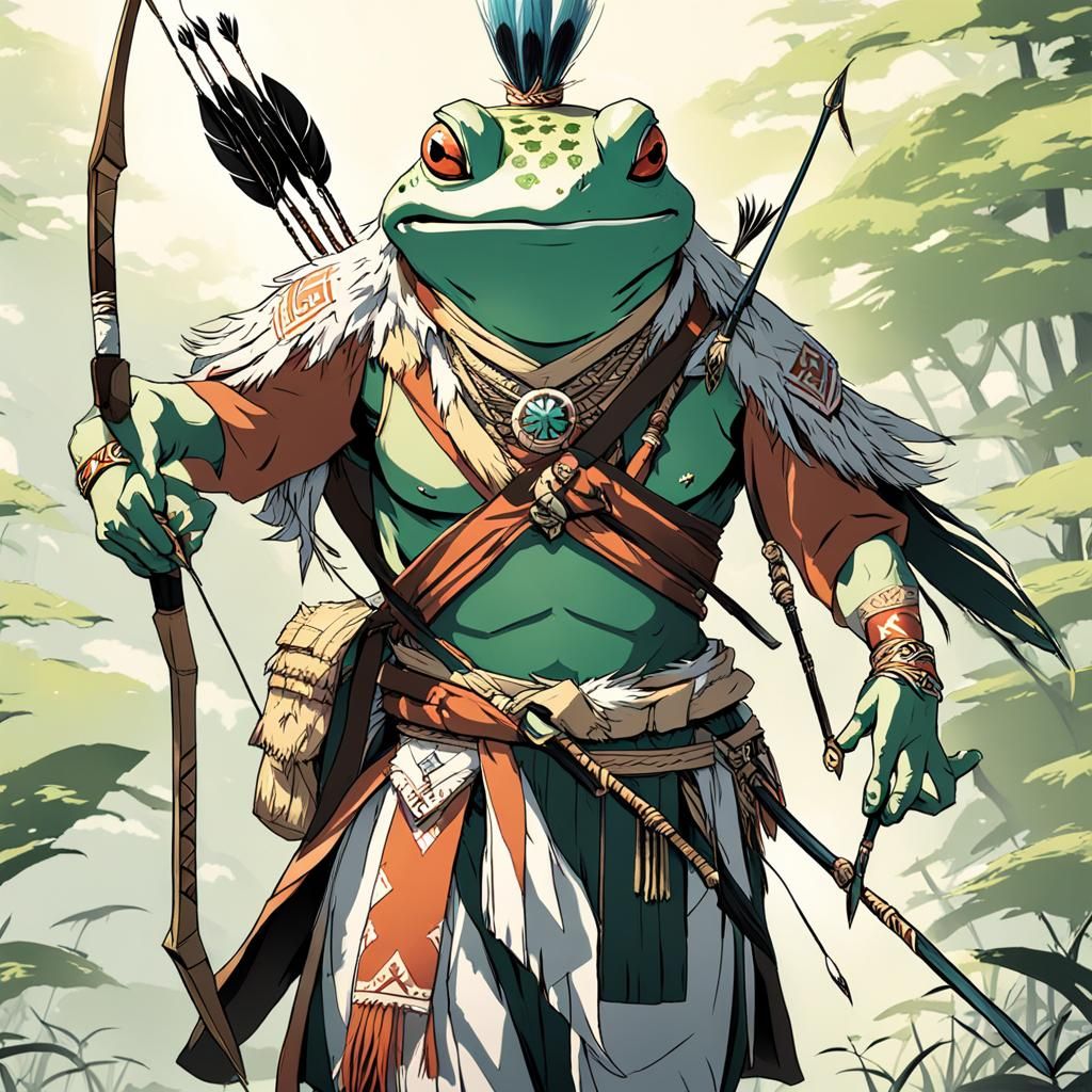 Frog-Headed Humanoid in Anime Style