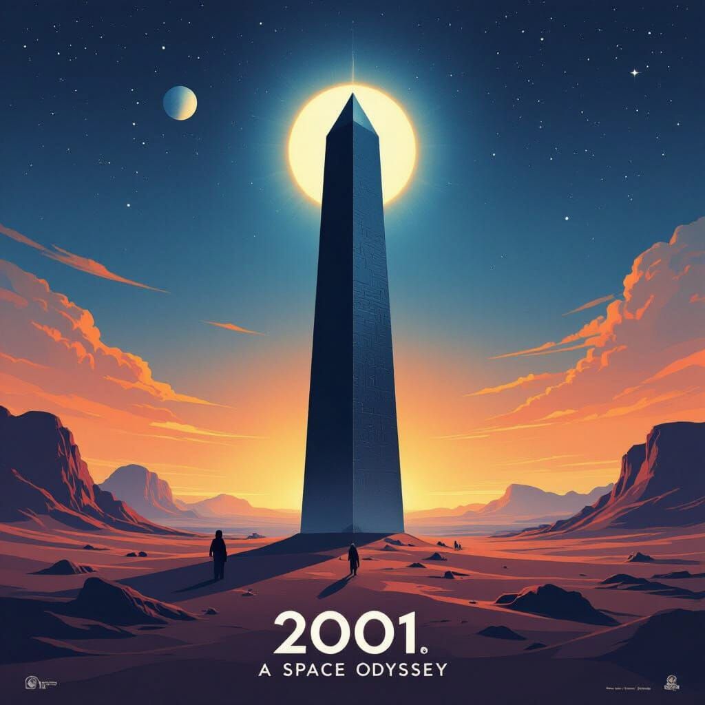 2001: A Space Odyssey Reimagined as Minimalist Sci-Fi Poster