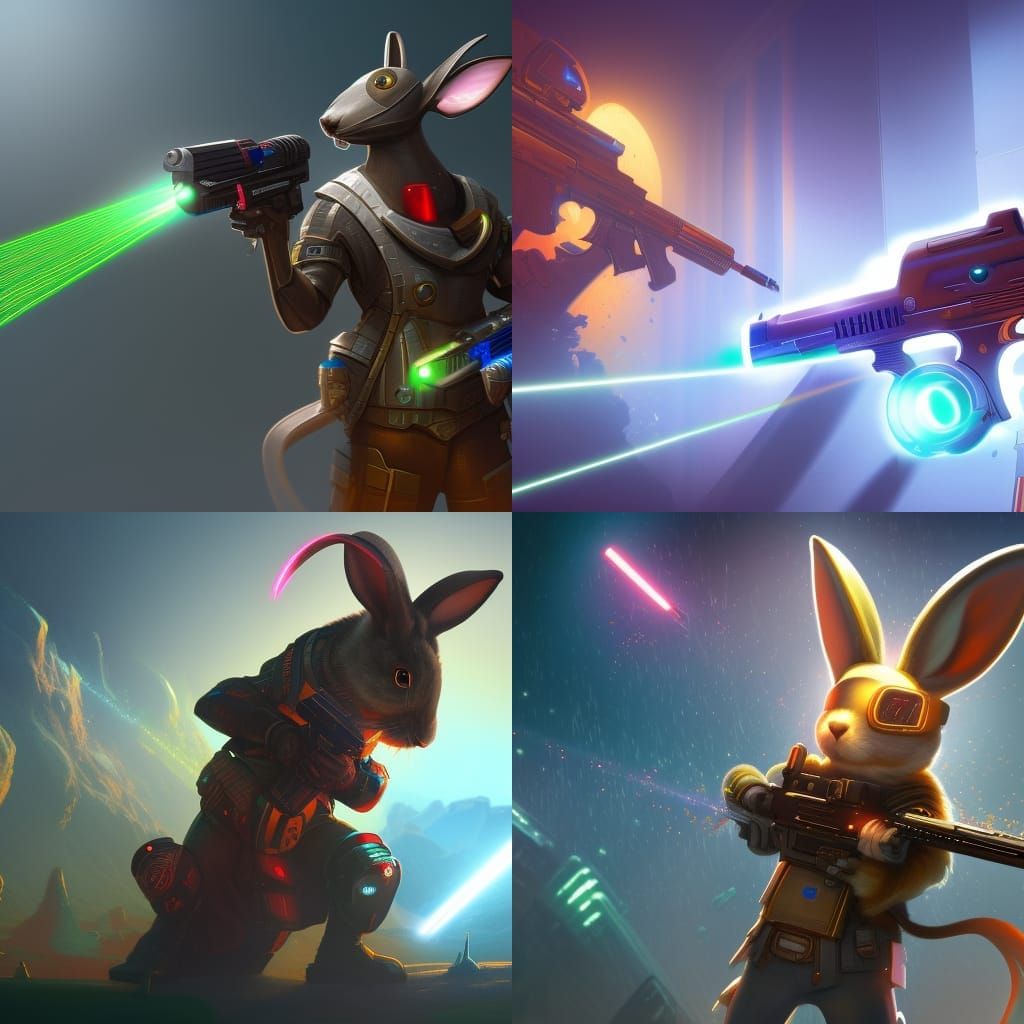 Cyber Rabbit with Laser Gun: Fantasy Concept Art