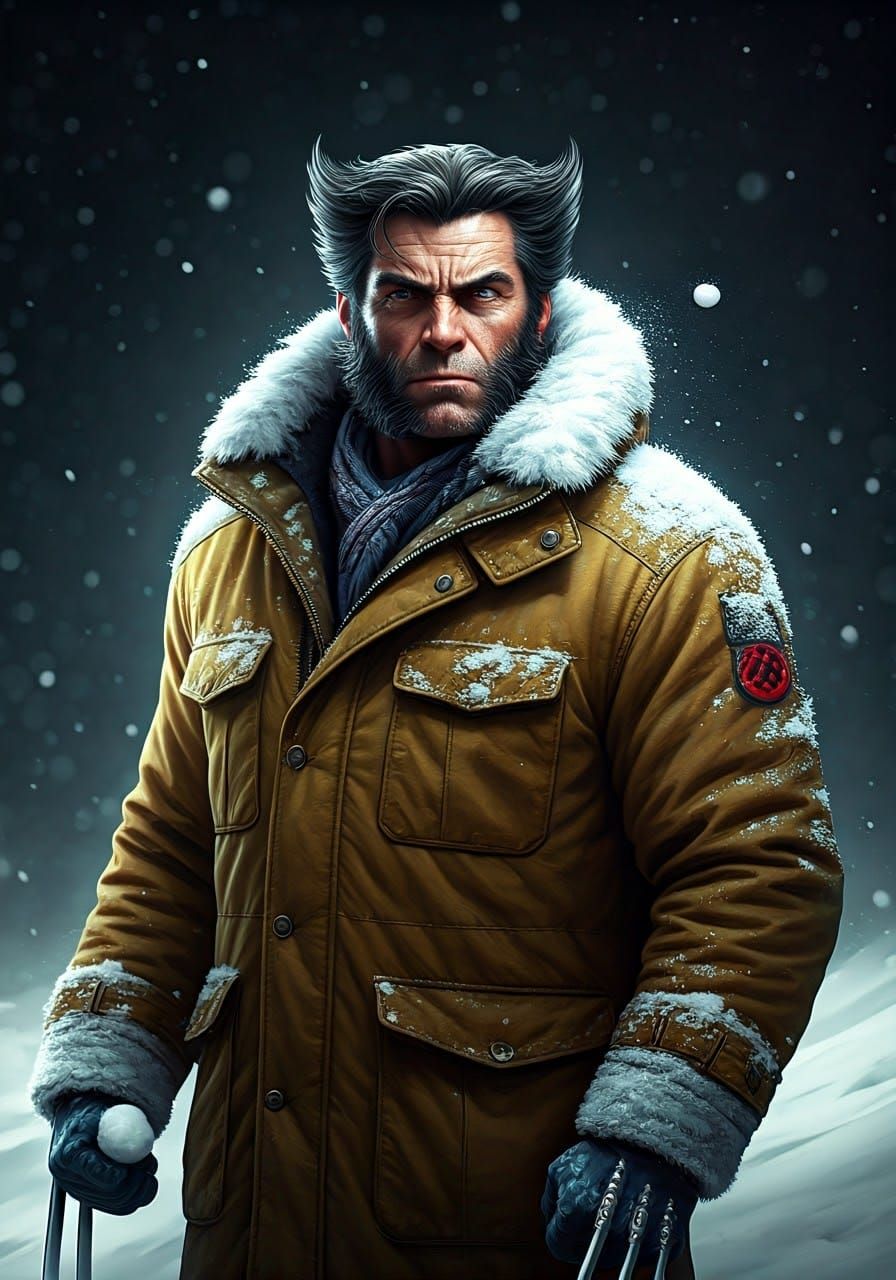 Wolverine Snowball Fight in Marvel Comics Style