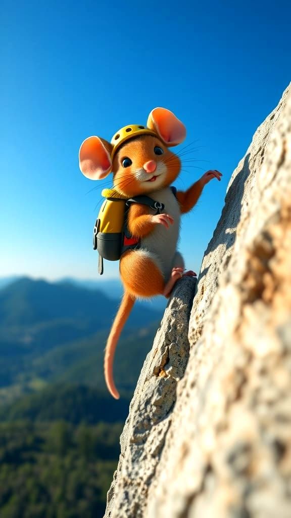Mouse Climber's Epic Cliff Ascent in 3D