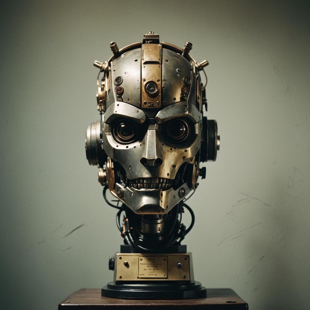 Mounted Robot Head: Cinematic Film Still