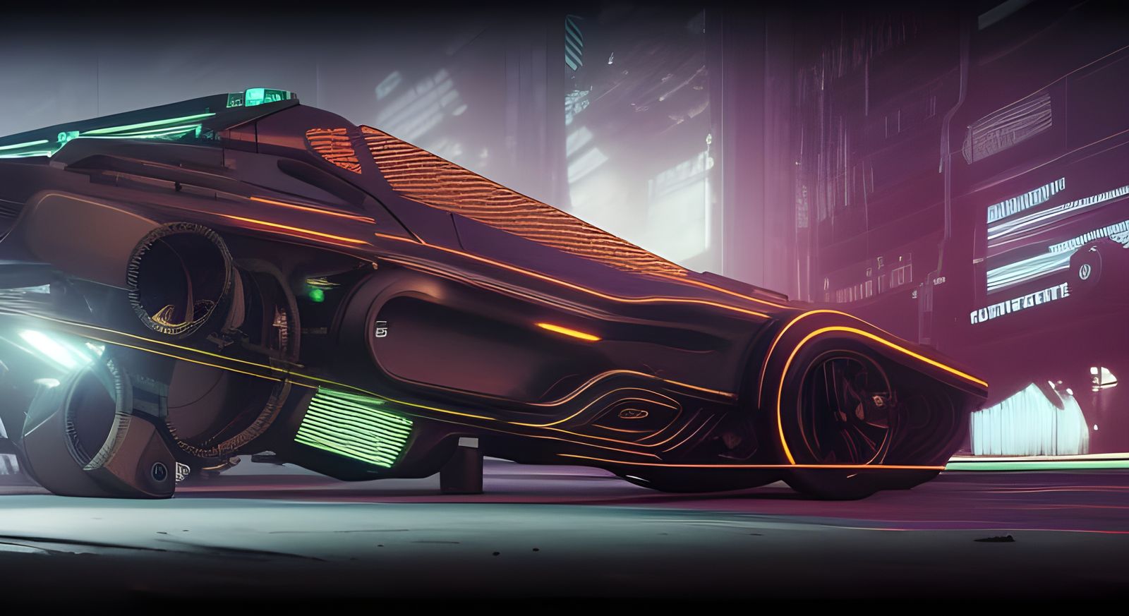 High-Tech Law Enforcement Vehicle in Cyberpunk Steampunk Sty...