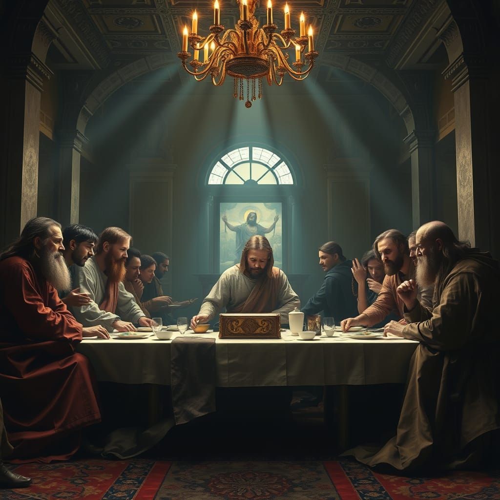 Epic Cinematic Depiction of the Last Supper in Hyperrealisti...