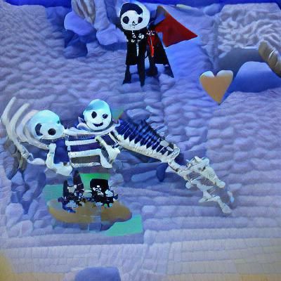Vampire and Skeleton Friends in Modern City