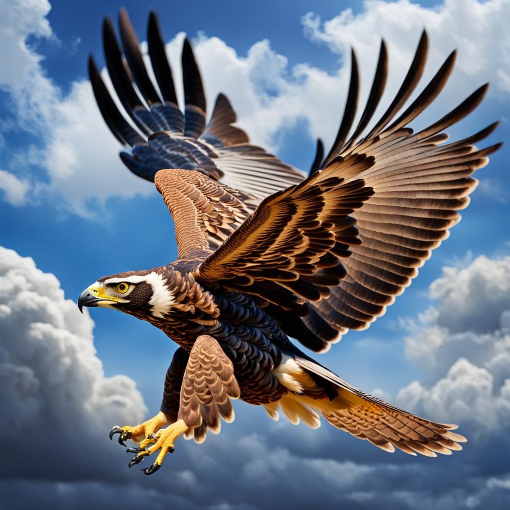 Majestic Bird of Prey Soaring in Vivid Sky