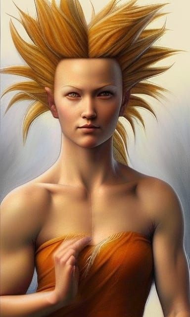 Beautiful Super Saiyan in Renaissance Style