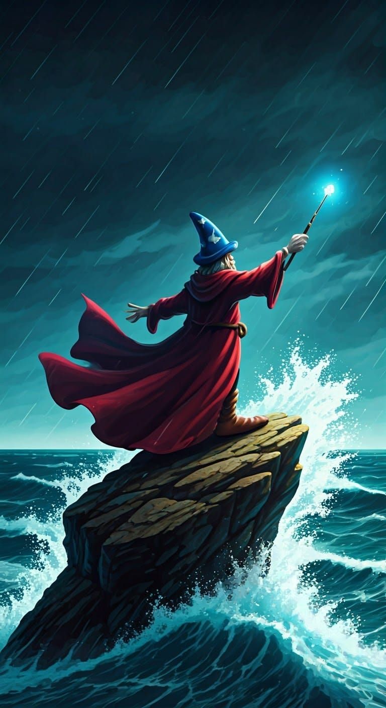 Sorcerer Amidst Storm in Hard Magic Style