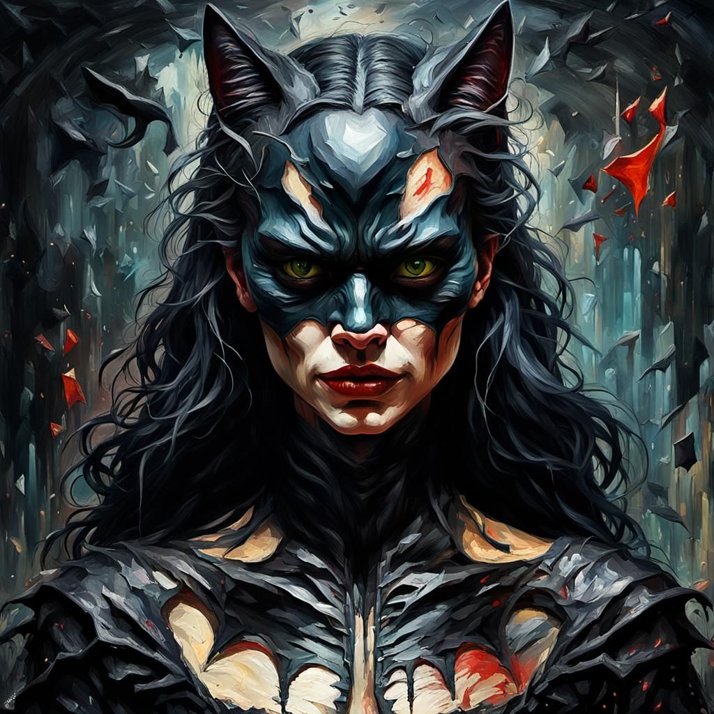 Grotesque Gothic Cat Woman Portrait