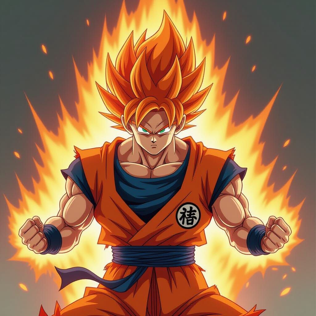Super Saiyan Goku with Orange Aura and Hair