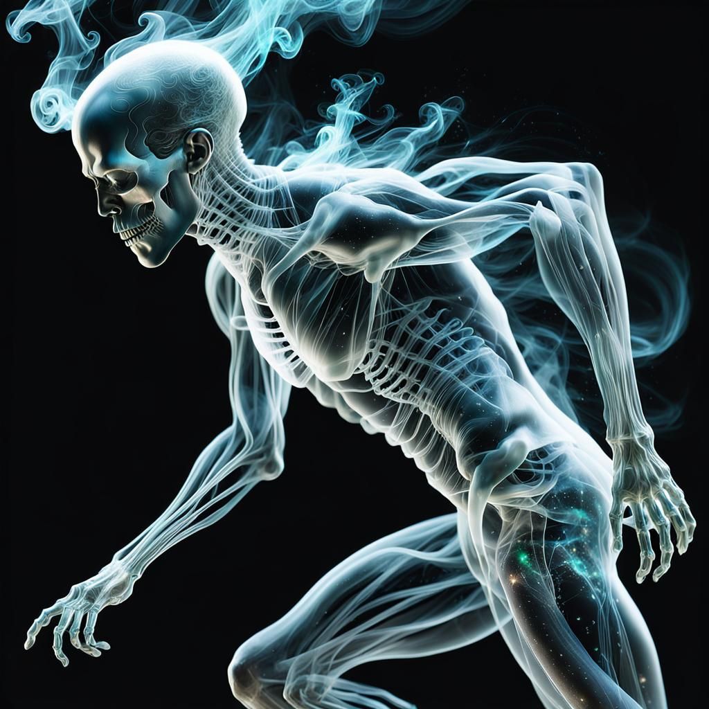 Astrodimensional Man Disintegrating into Starlight