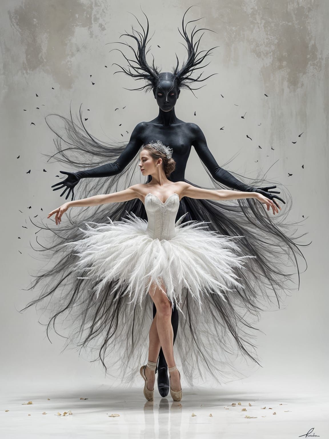 Swan Queen's Duality: Odette and Odile Pirouette