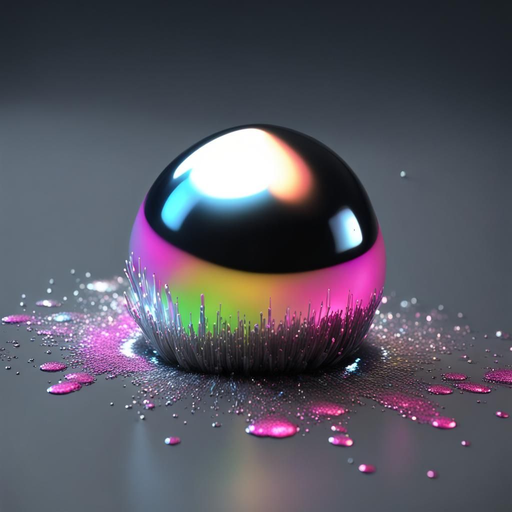 UV Backlit Paint Splash in Silver, 3D Render