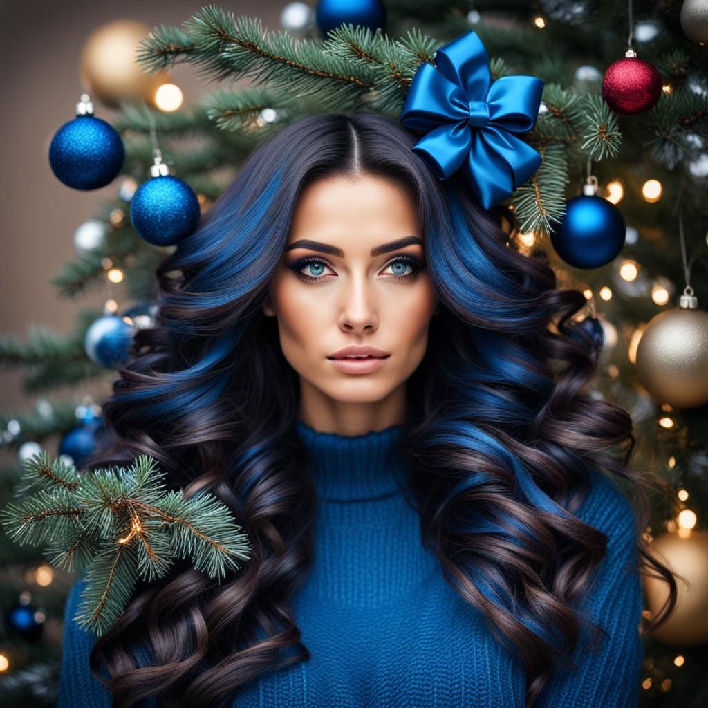 Blue-Eyed Girl's Christmas Hug with Santa