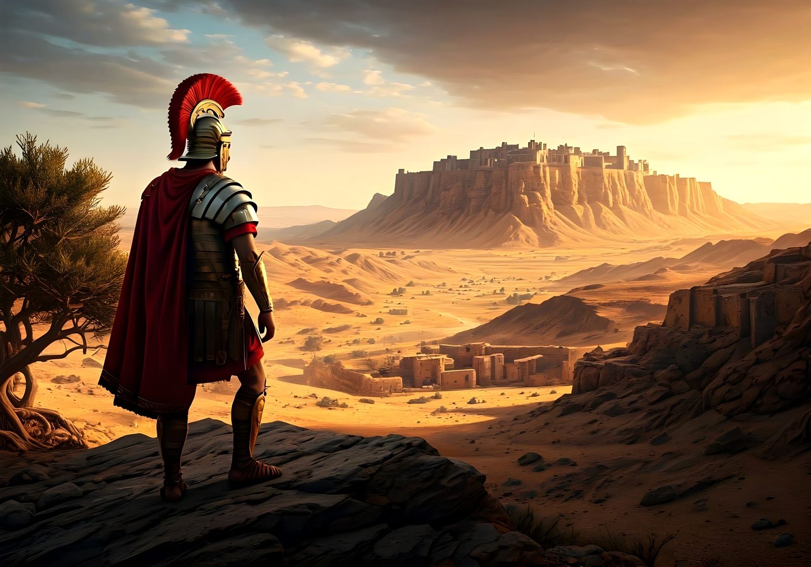 Ancient Roman Centurion Contemplates Masada