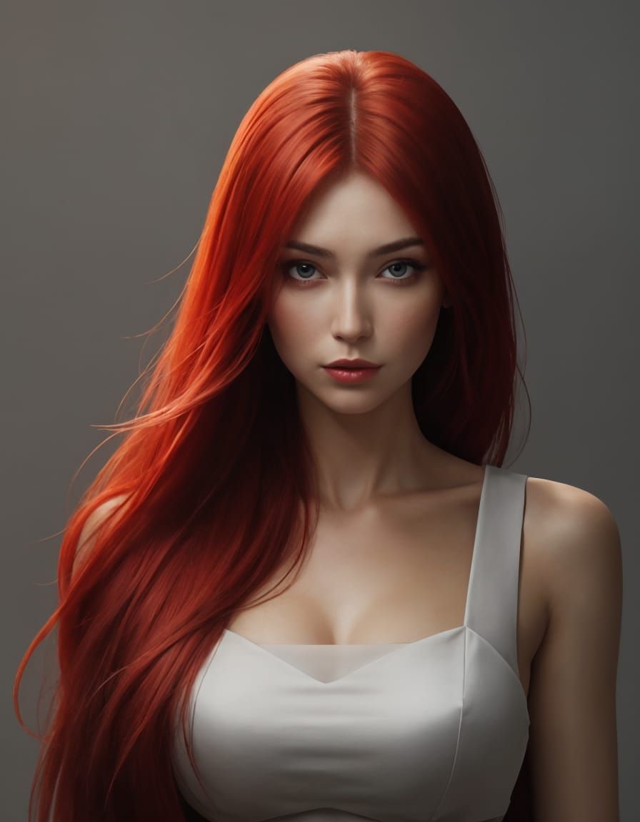 Simple AI Image of a Red Girl