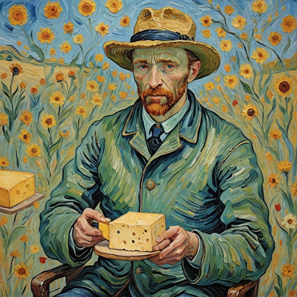 Van Gogh's Generous Cheese: Neo-Impressionist Oil Painting