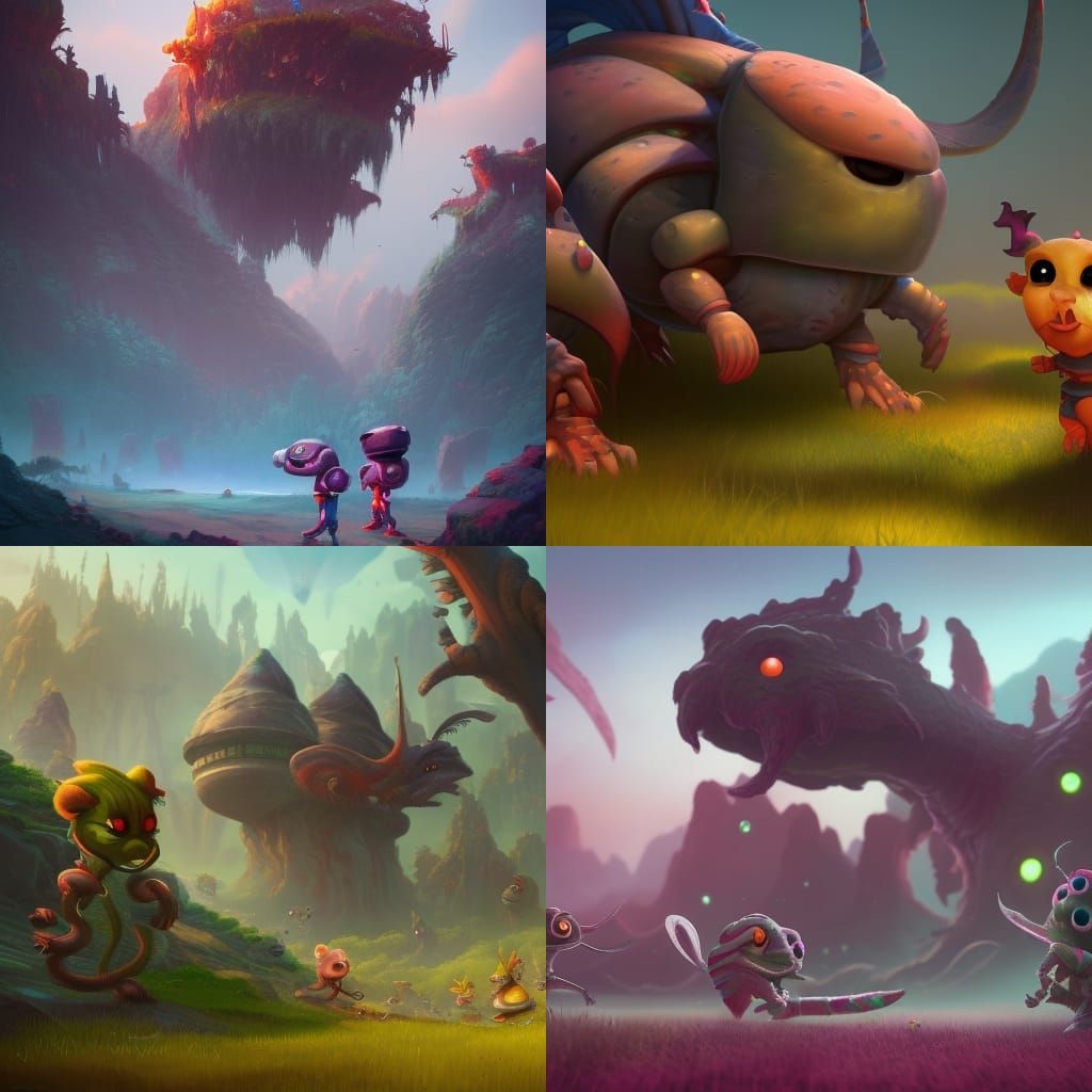 Cartoon Creatures Explore a Fantasy World