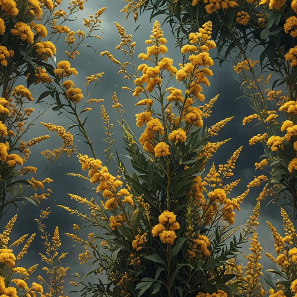 Goldenrod Bouquet in Digital Matte Painting Style