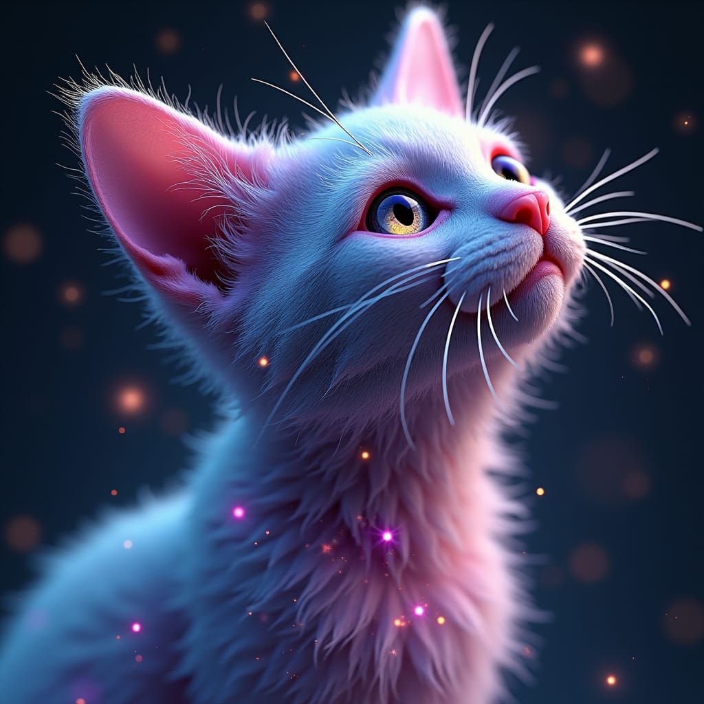 Cosmic Cat Gazing Upward: A Galactic Vision