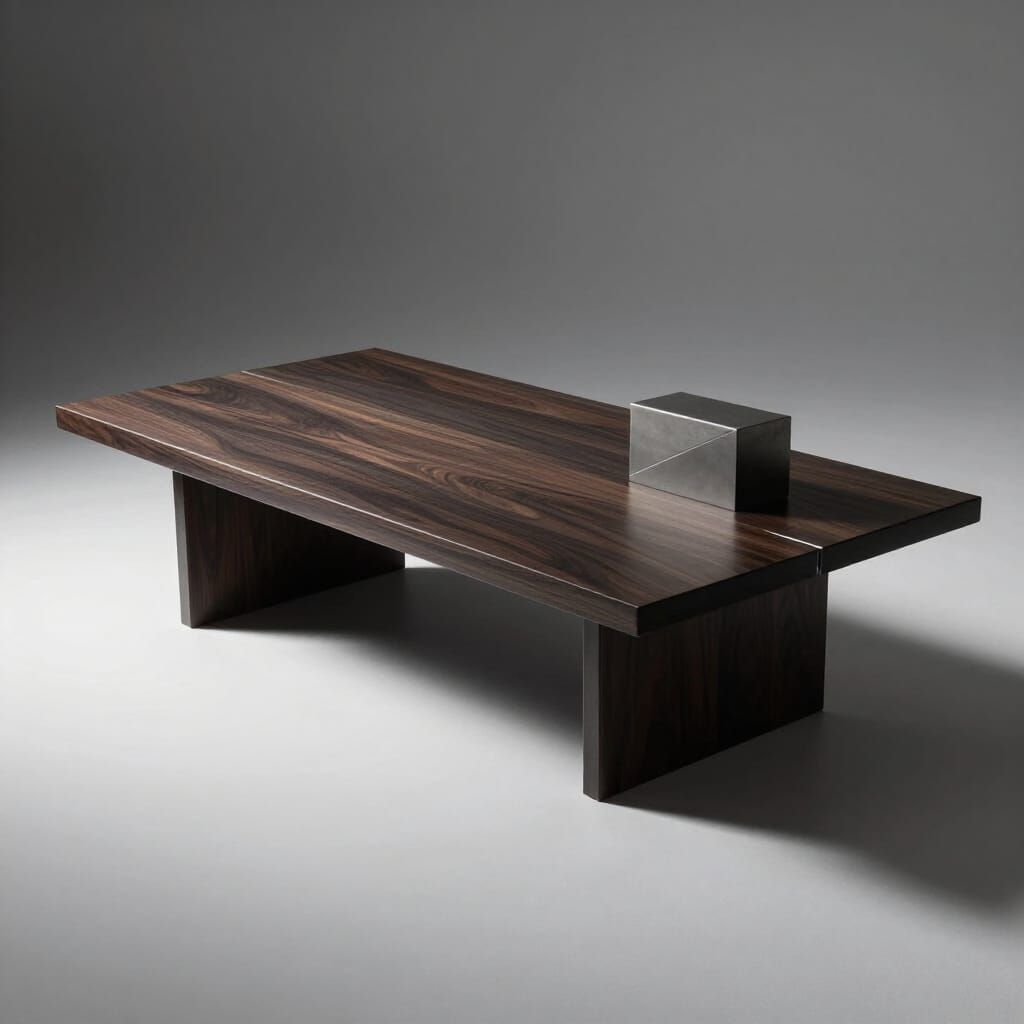 Modern Angular Coffee Table in Brutalist Cubist Style