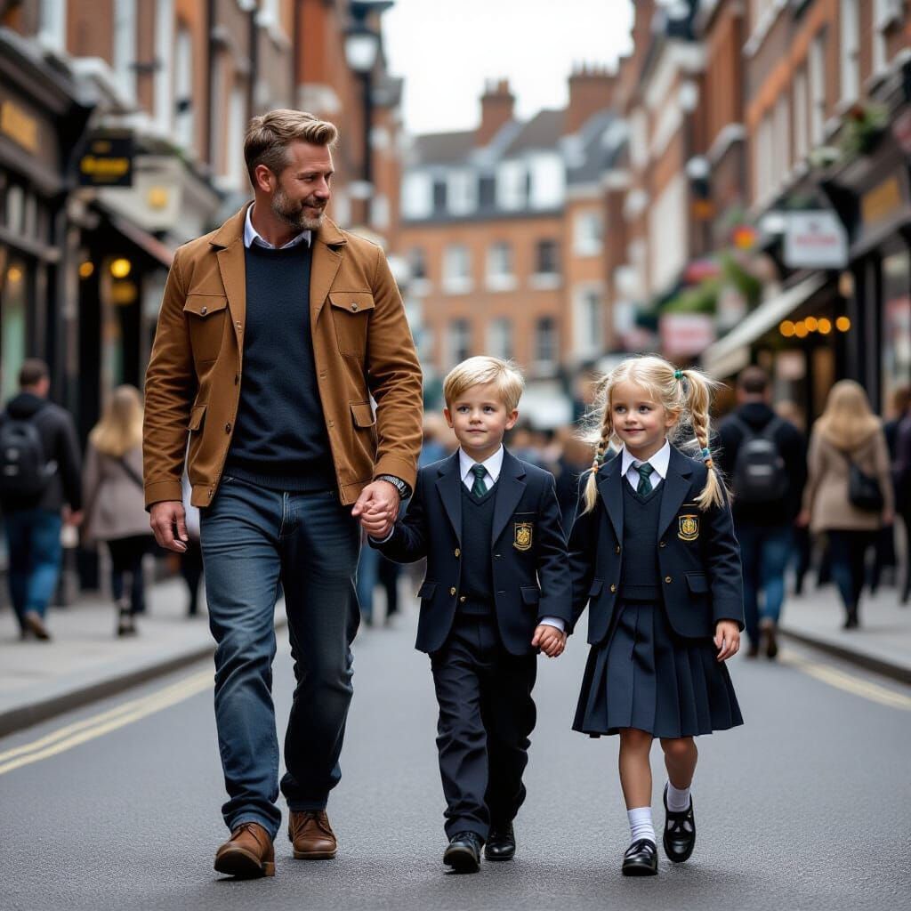 Father and Twins on London School Day