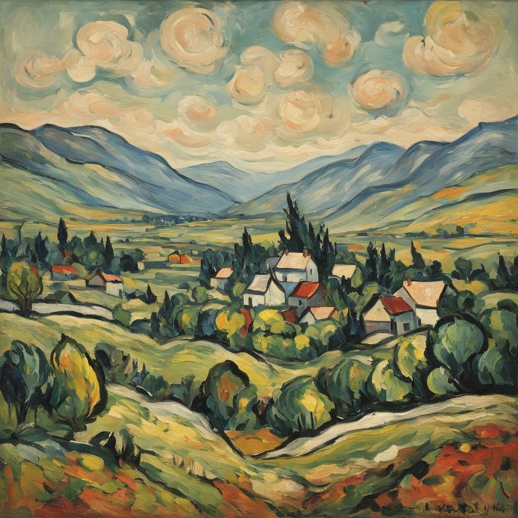 Bold and Expressive Beauce Landscape as Post-Impressionist O...