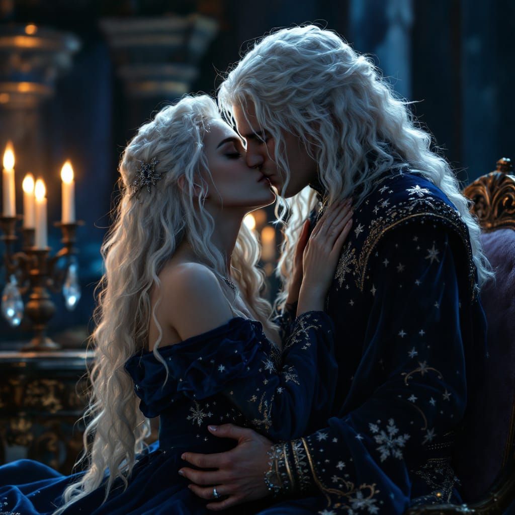 Targaryen Princess in Blue Gown, Romantic Scene