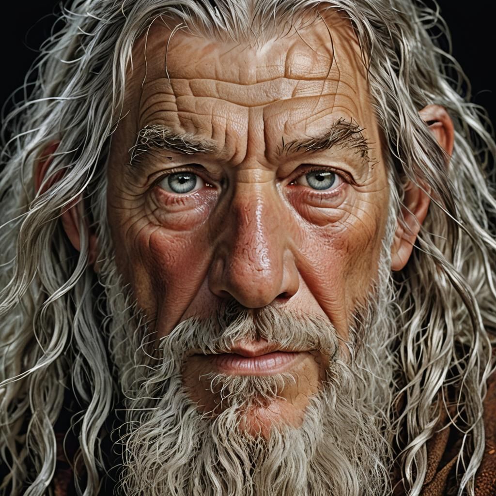 Gandalf Close-Up Portrait in Professional Photography Style
