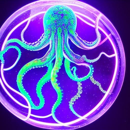 Crystal Galaxy Octopus with DNA Tentacles