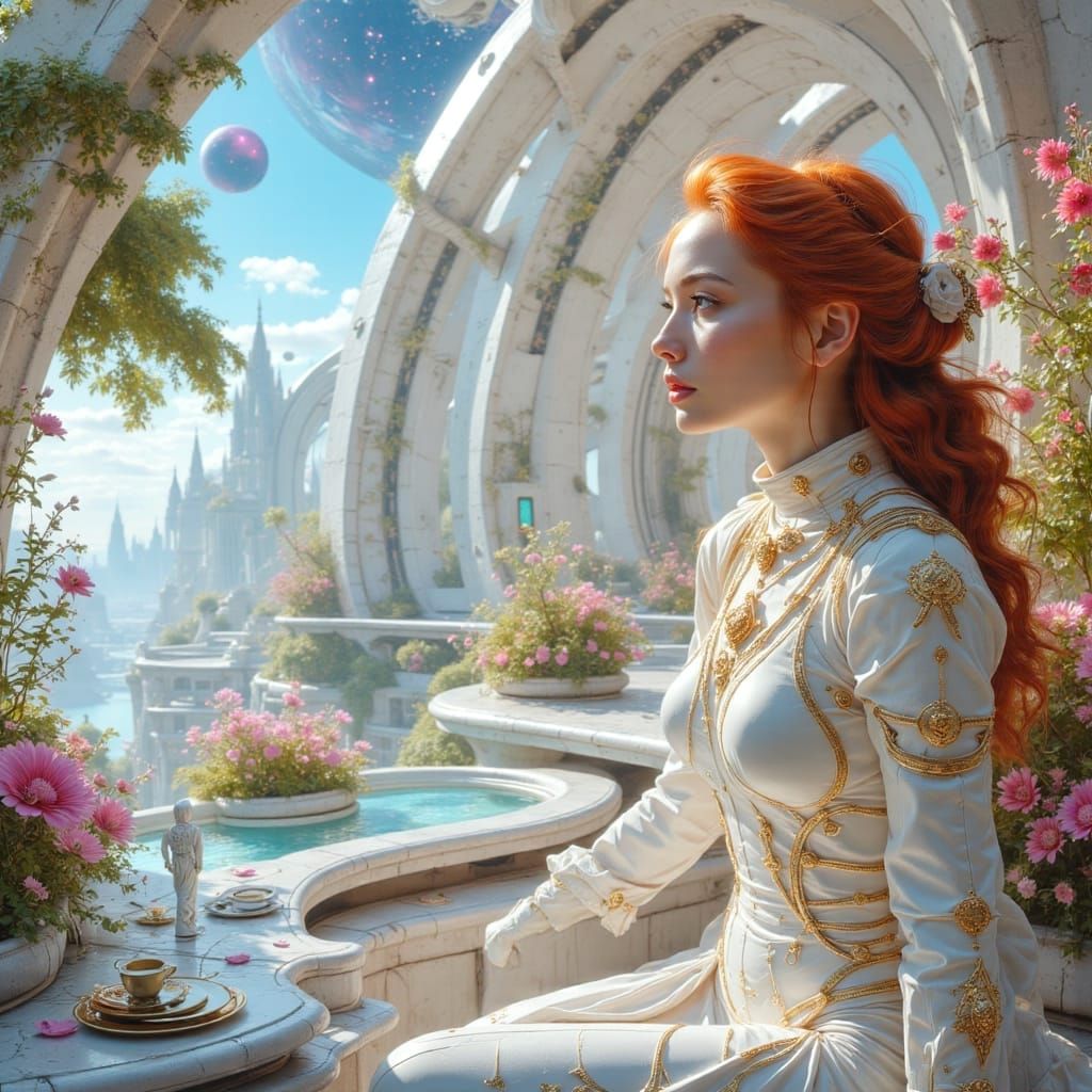 Galactic Woman on Solar-Punk Spaceship