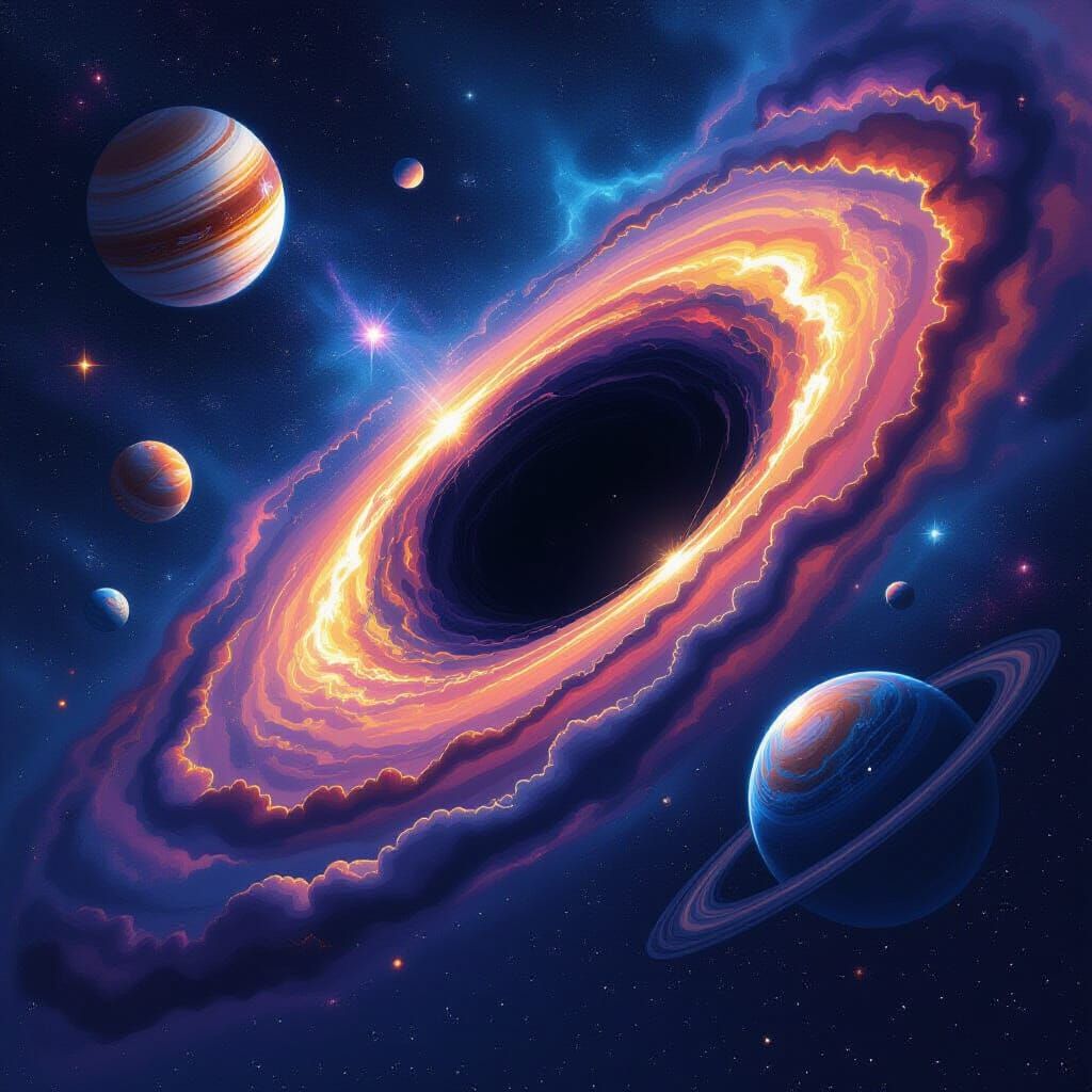 Surreal Black Hole Devours Galaxies in Dreamlike Art