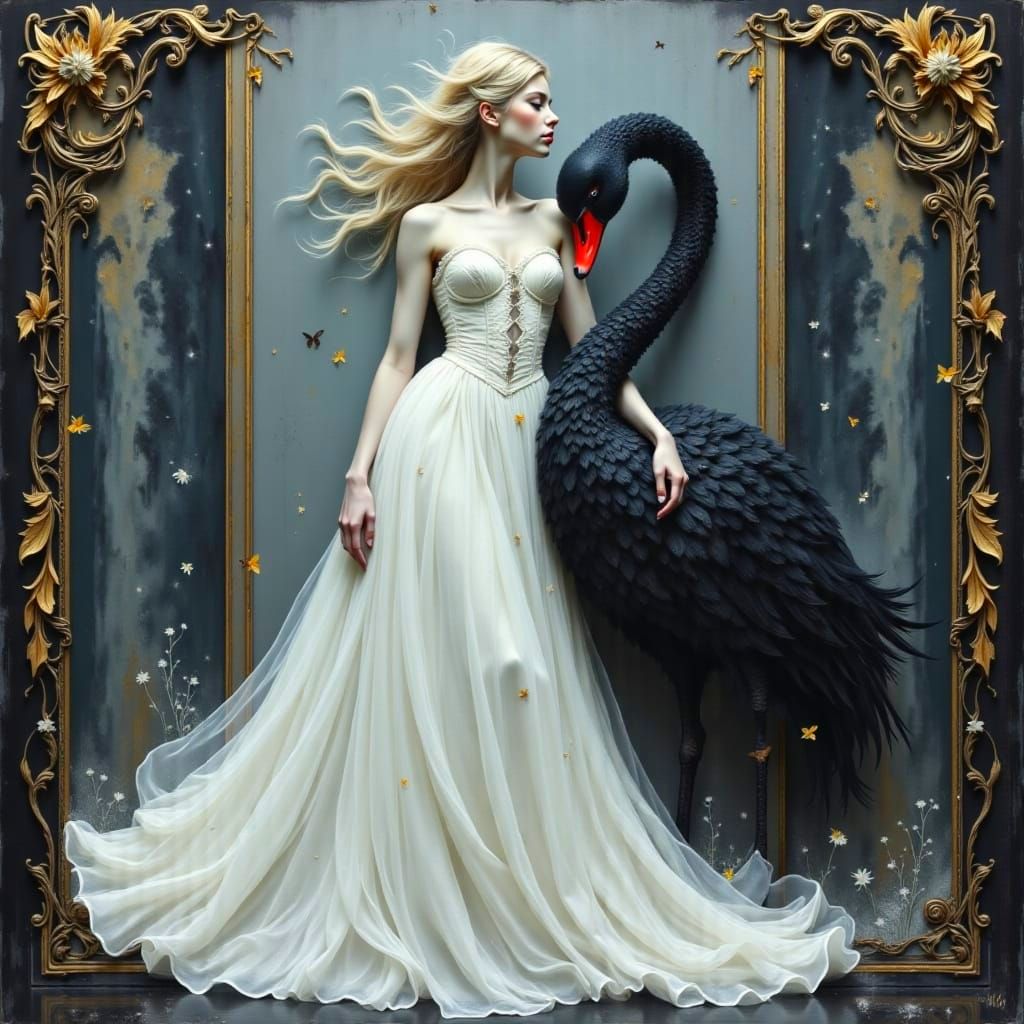 Futuristic Swan Transformation: Elegant Fantasy Art
