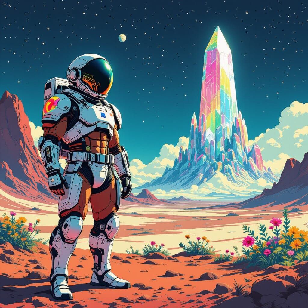 Astronaut in Japanese Armor on Alien World