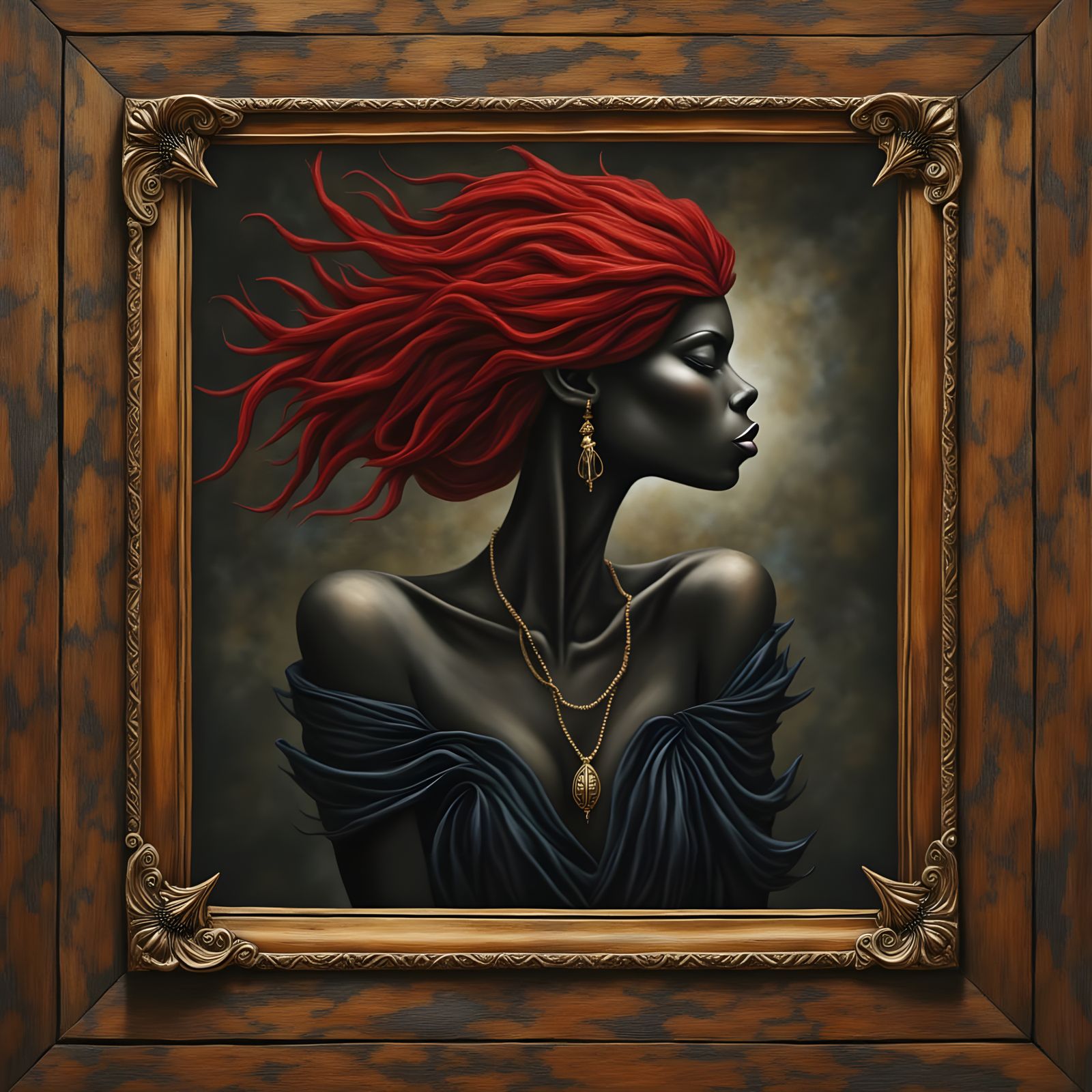 Gothic Victorian Woman Portrait in Oil Painting Style