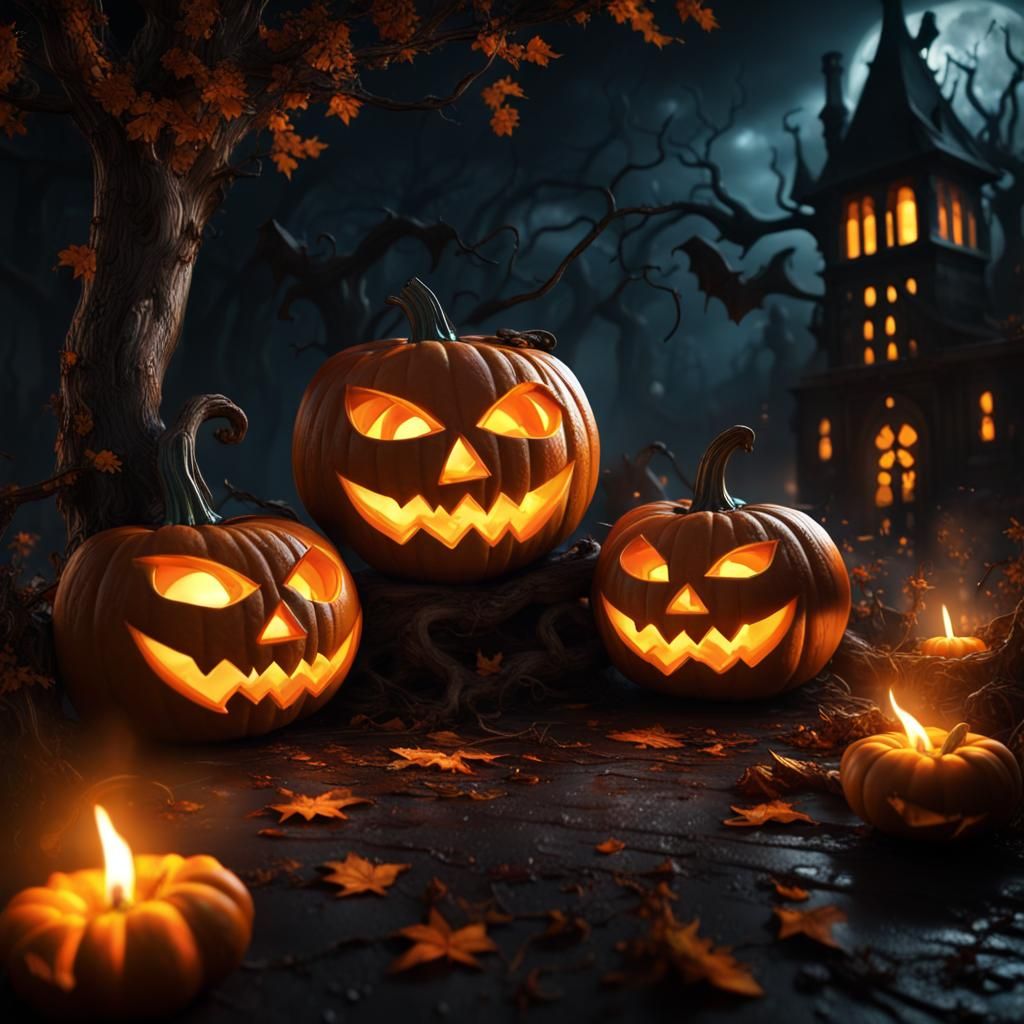 Terrifying Halloween Jack O'Lantern with Black Magic