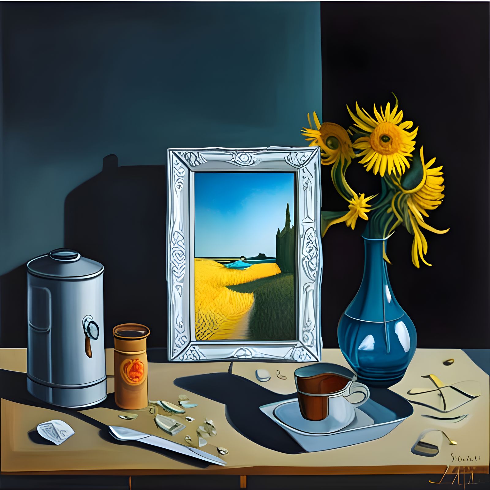 Surreal Glass Crystal Shop Interior as Oil Painting