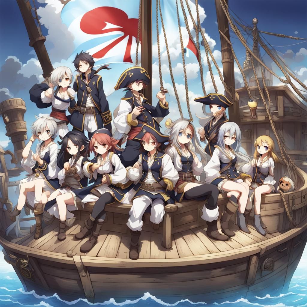 Salt and Ash Pirate Ship in Anime Style