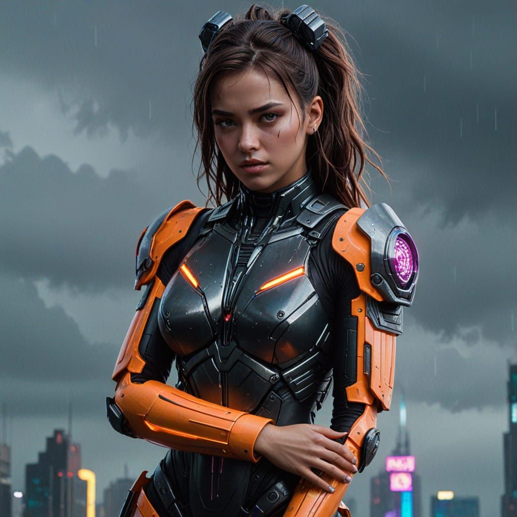 Cyberpunk Transformer on Skyscraper in Digital Art