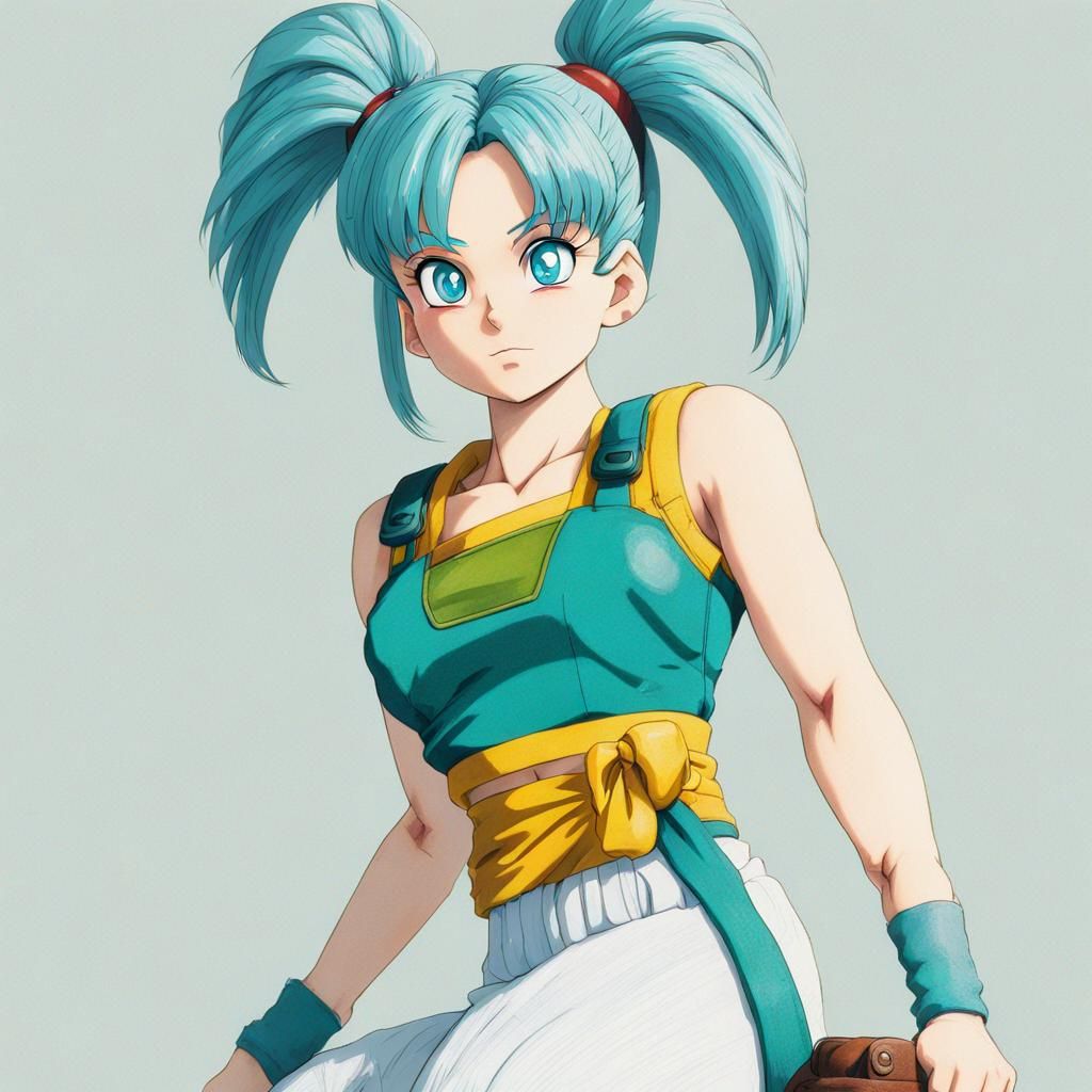 Detailed Painting of Petite Blue-Haired Woman