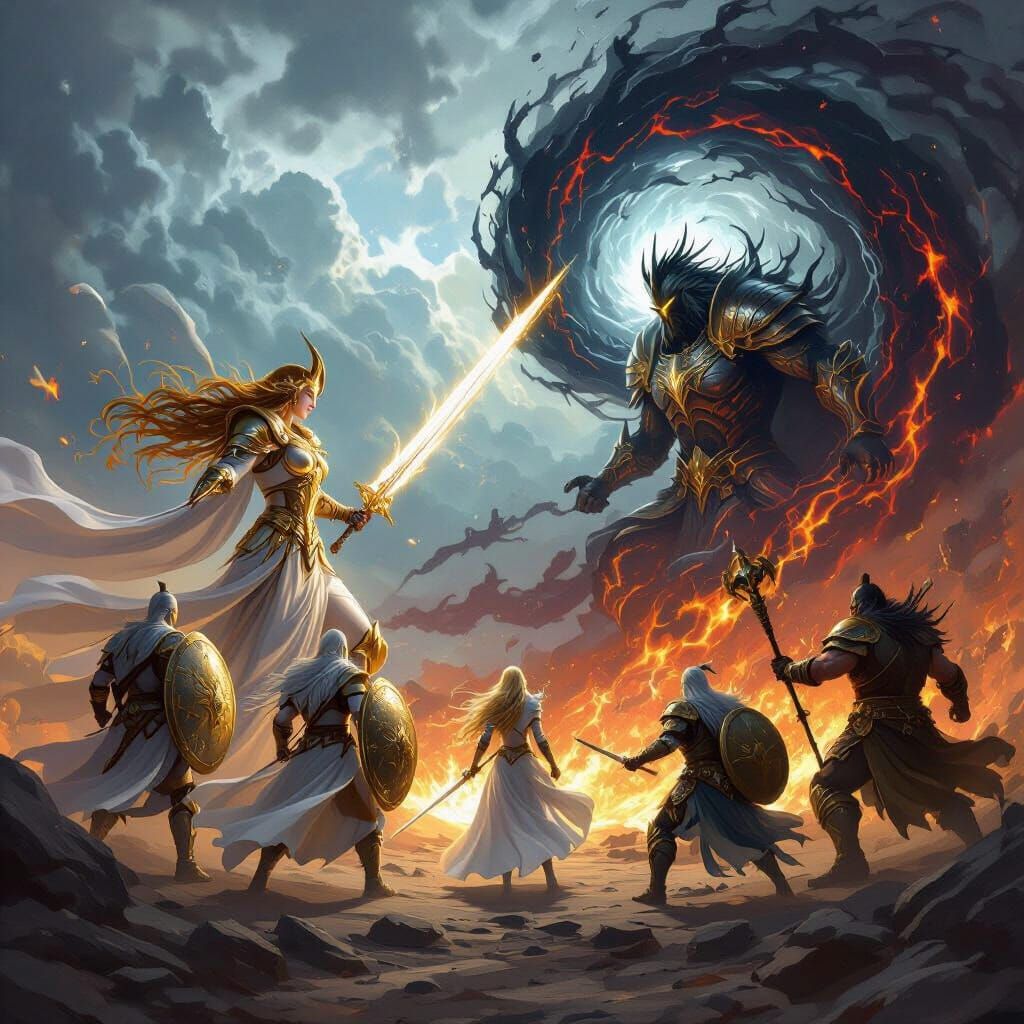 God of Order Battles Chaos with Knights in Epic Digital Pain...