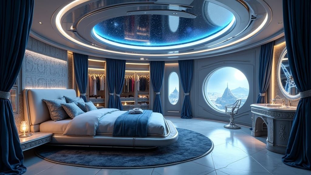 Egyptian Royal Spaceship Stateroom in Celestial Glory